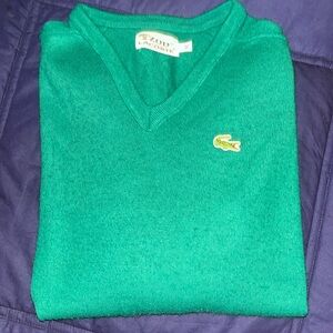 Izod Lacoste Vintage Green V-Neck Sweater
